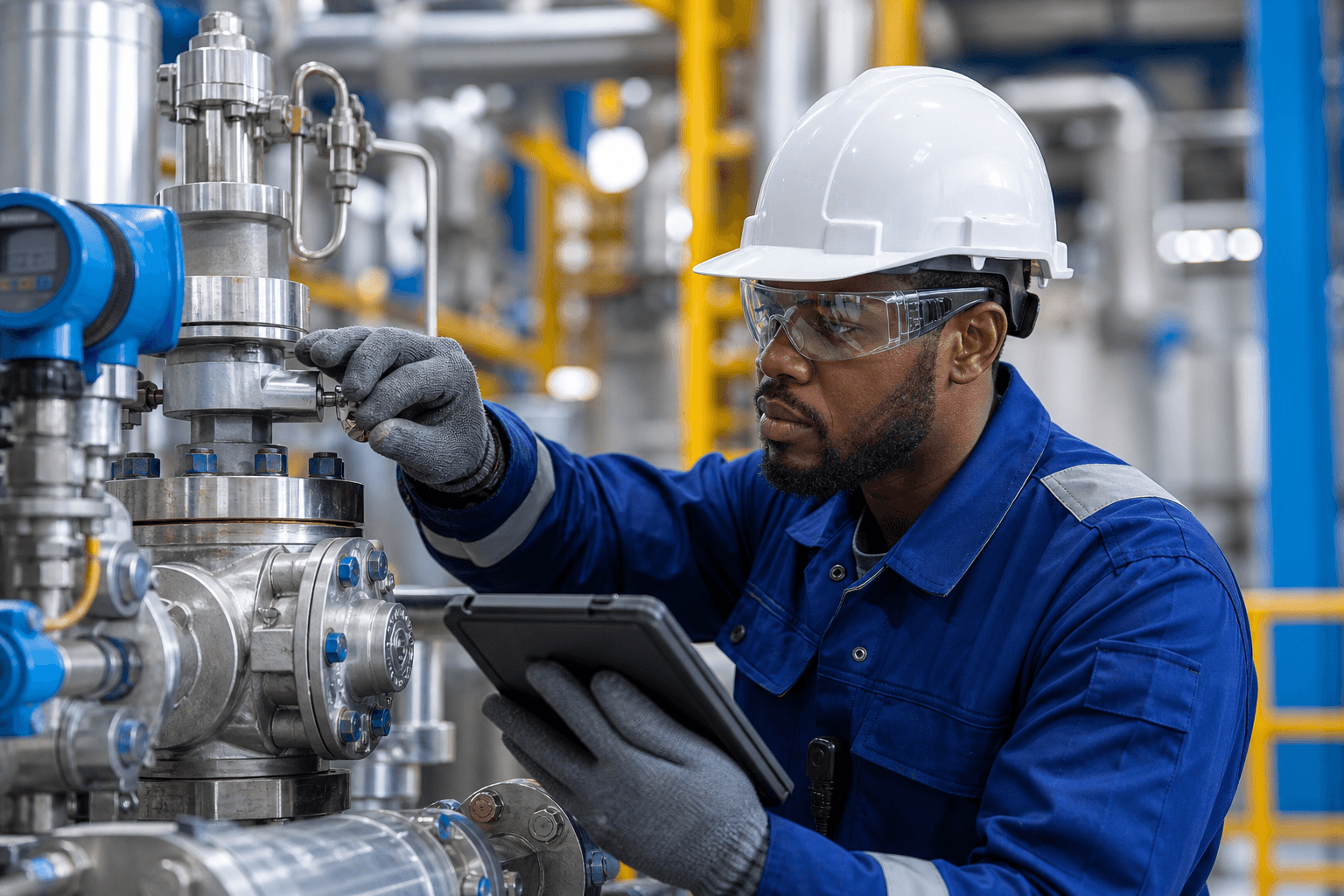 Technical field work at a modern energy facility
