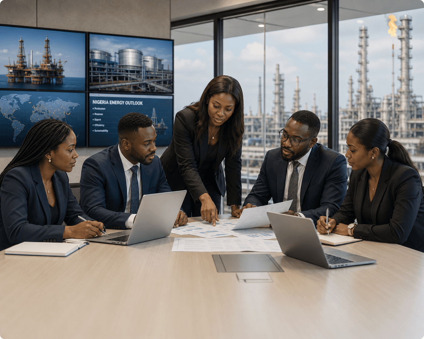 Corporate energy professionals planning non-technical oil and gas operations